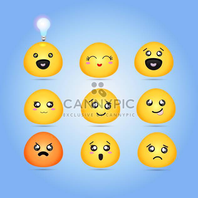 Set of different characters yellow emoticons - vector #132009 gratis