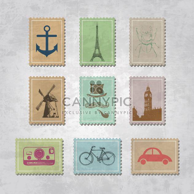 set of vector travel stamps - бесплатный vector #132559