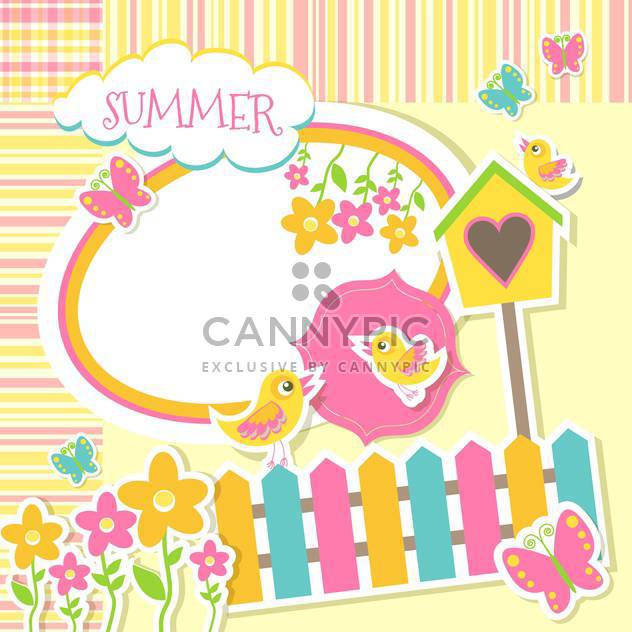 birds and flowers summer stickers - vector gratuit #132849 