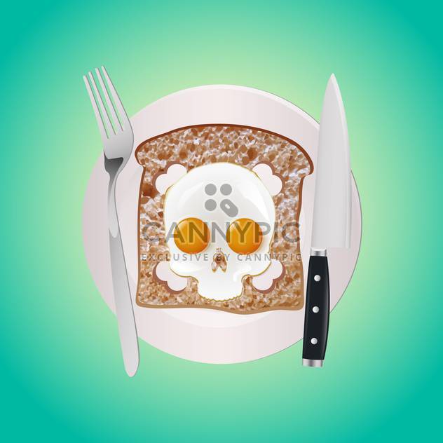 fried eggs with bread on plate - vector gratuit #132879 