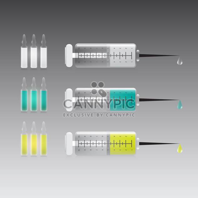medical syringes with colorful liquid - vector gratuit #132899 