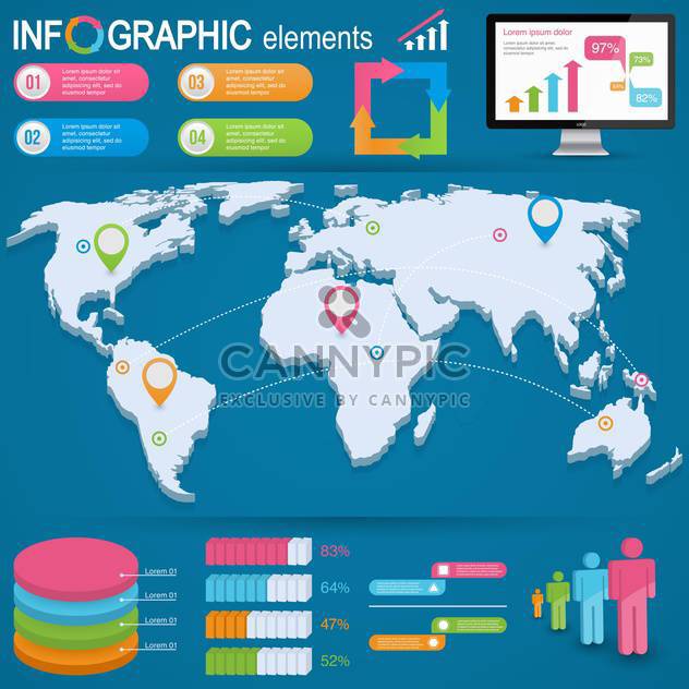 set elements of business infographics - Free vector #133679