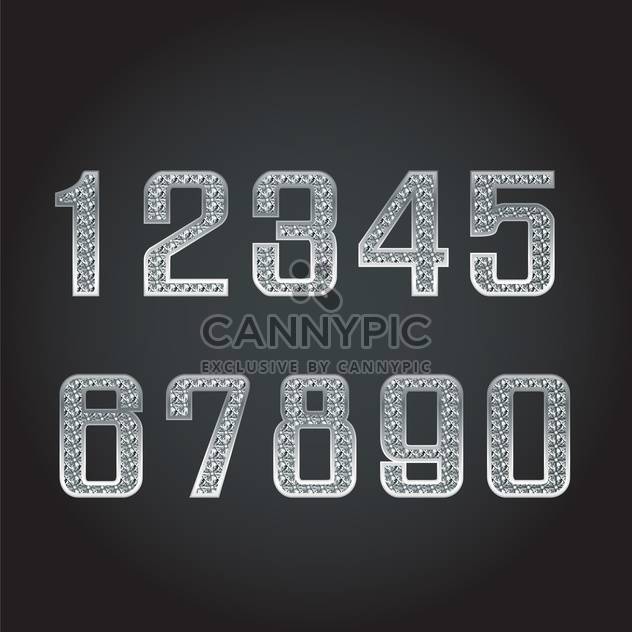 vector silver numbers with diamonds - vector gratuit #133699 
