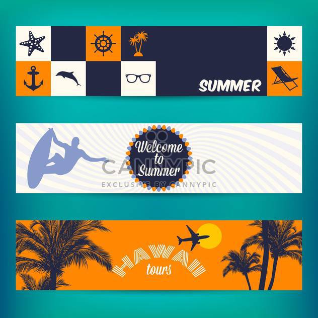 banner set of travel summer vacation - Free vector #134059
