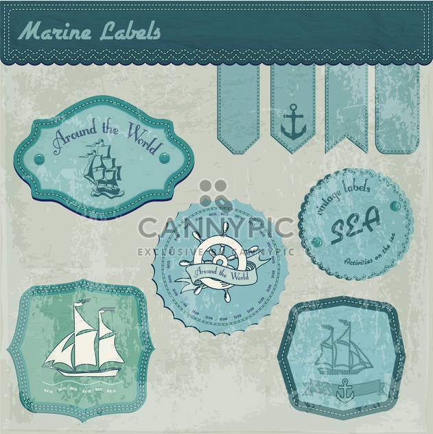 vintage marine labels background - vector gratuit #134069 