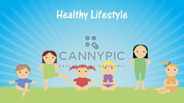 healthy lifestyle with children doing gymnastics - vector gratuit #135159 