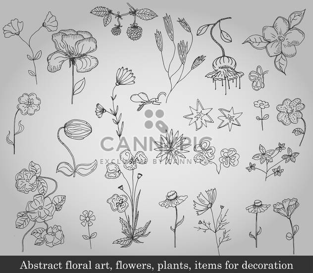 abstract flowers, plants and items for decoration - vector gratuit #135229 