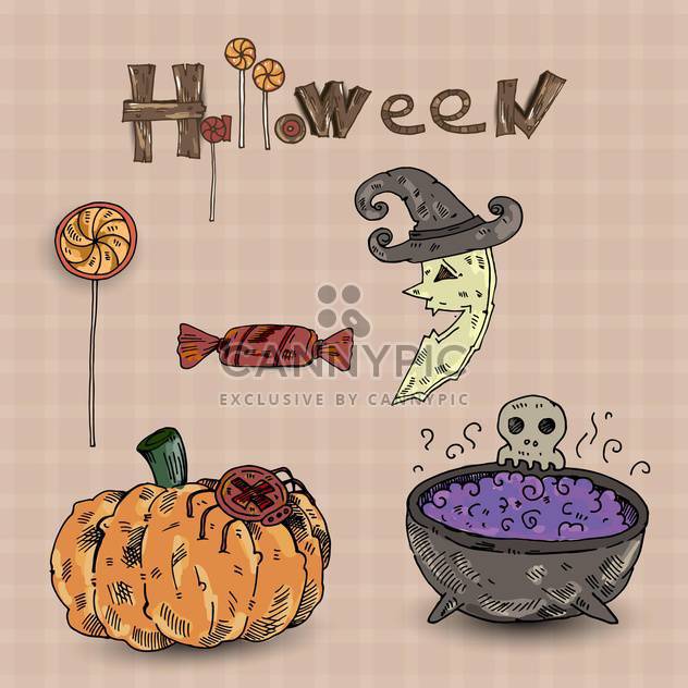 Colorful set of halloween decorative elements - vector gratuit #135279 