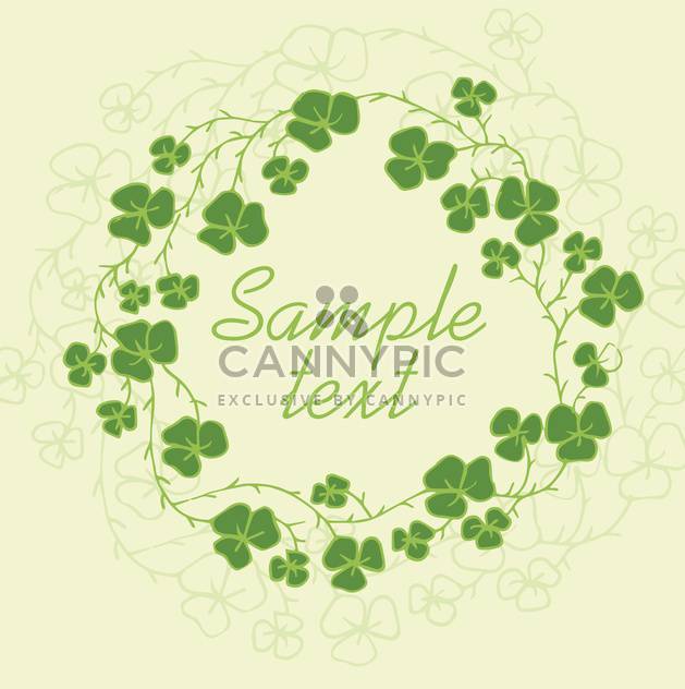 Floral frame with green clover leaves - vector gratuit #135309 