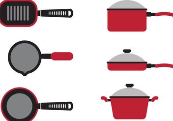 Red Cooking Pan Vectors - бесплатный vector #146829