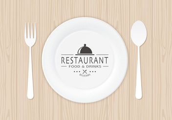 Free Restaurant Logo On Paper Plate Vector - Free vector #146899