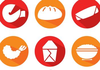 Vector Chinese Food Long Shadow Icons - vector gratuit #147159 
