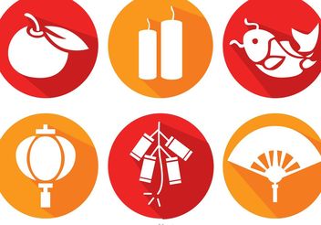Long Shadow Chinese Lunar New Year Icons Vector - vector gratuit #150169 