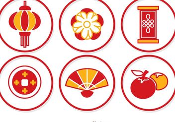 Simple Lunar New Year Circle Icons Vector - vector gratuit #150179 