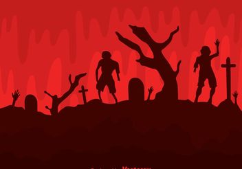 Vector Zombies In Cemetery - vector gratuit #150219 