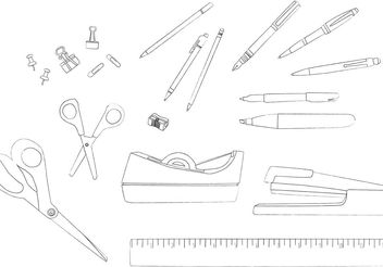 Desk Accessories Line Drawing Vectors - vector gratuit #151949 