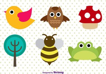 Cute Forest Animal Character Vectors - Free vector #152919