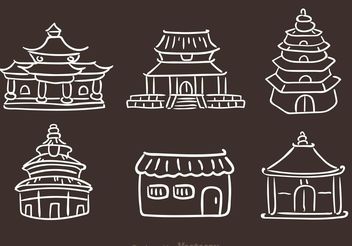 Chinese Temple Hand Drawn Icons - vector gratuit #156629 