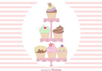 Hand Drawn Cute Cupcake Stand Vectors - Free vector #157219
