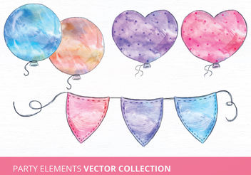 Watercolor Vector Party Elements - vector #199299 gratis