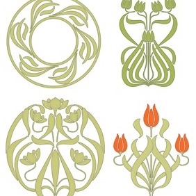 Floral Brushwork Patterns - vector gratuit #204559 