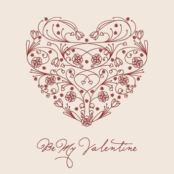 Floral Valentine Heart - vector gratuit #205909 