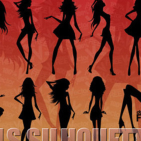 Silhouette Of Beautiful Girls - vector #206069 gratis