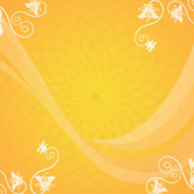 Orange Background With Ornament And Swirls - vector gratuit #209849 