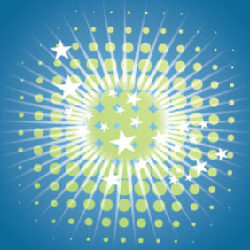 Green Stars In Blue Background Free Design - Free vector #209859