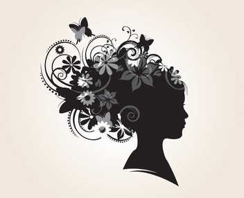 Floral Hairstyle Silhouette - Free vector #213159
