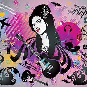 Amy Winehouse Art - vector gratuit #213609 