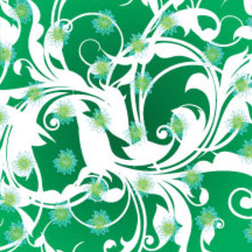 White Swirls And Green Flowers Freee Vector - Kostenloses vector #214059