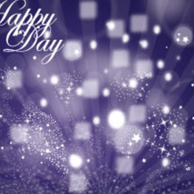 Purple Happy Day Card With Stars & Lines - vector gratuit #215449 