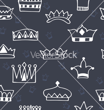 Free seamless pattern with hand drawn crowns on dark vector - Free vector #216099