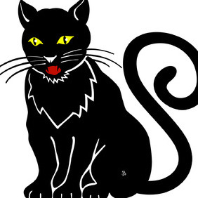 Black Cat Vector Illustration - vector gratuit #216689 