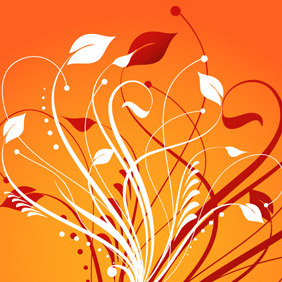 Floral Element On Orange Background - Kostenloses vector #217919