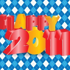 Happy 2011 3D Vector Typography Design - vector gratuit #218419 