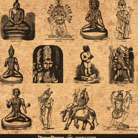 Hindu Gods: Dieties Of India Engravings - vector gratuit #220959 