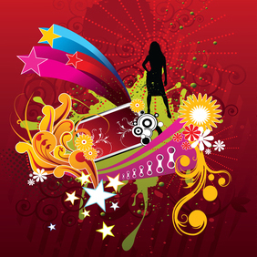 Vector Woman Silhouette On Abstract Flower Background - vector #221169 gratis