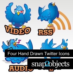 Four Hand Drawn Twitter Icons - бесплатный vector #222229