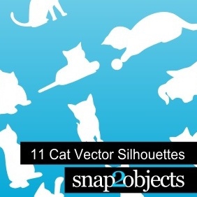 11 Cat Vector Silhouettes - vector gratuit #222779 