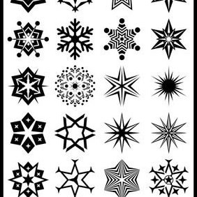 24 Abstract Snowflake Shapes B - vector #224039 gratis