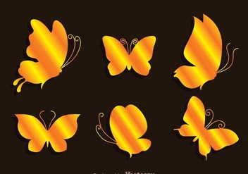 Gold Butterflies Icons - Free vector #272739