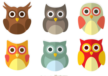 Cute Owl Flat Icons - vector gratuit #302999 
