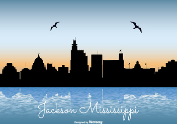 Jackson Mississippi Skyline Illustration - Free vector #303439