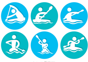 River Rafting Circle Icons - Free vector #326799