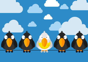 Free Birds Sittings On Wire Vector - Free vector #327929