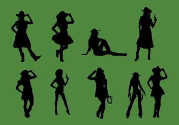Cowgirl Silhouette Vector Set - Free vector #329329