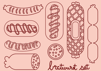 Bratwurst and Sausage Line Icon Set - бесплатный vector #329449
