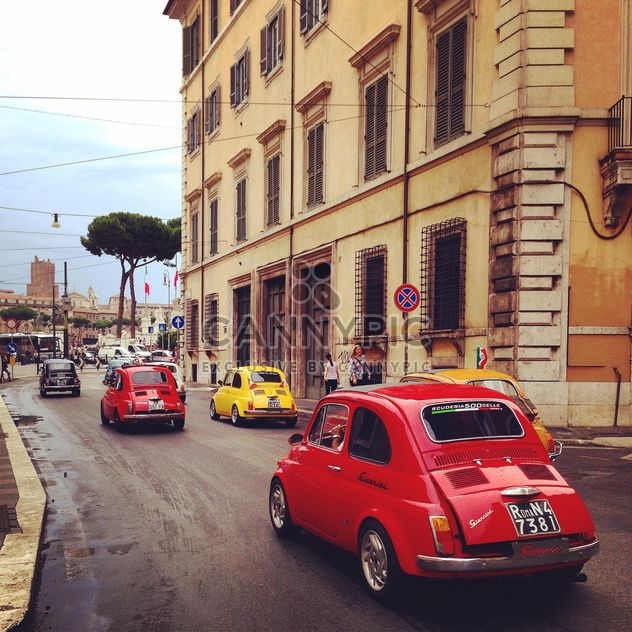 Colored Fiat cars on the road in the city, Italy - Free image #331919